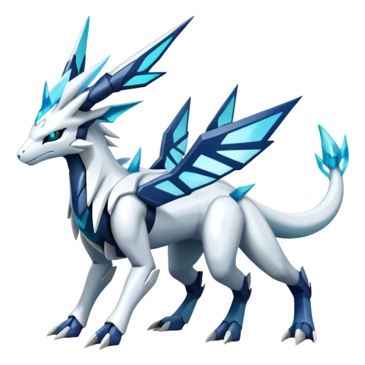 Futuristic Kyurem-reshiram-Glaceon-dialga-suicune-hybrid, full body sticker