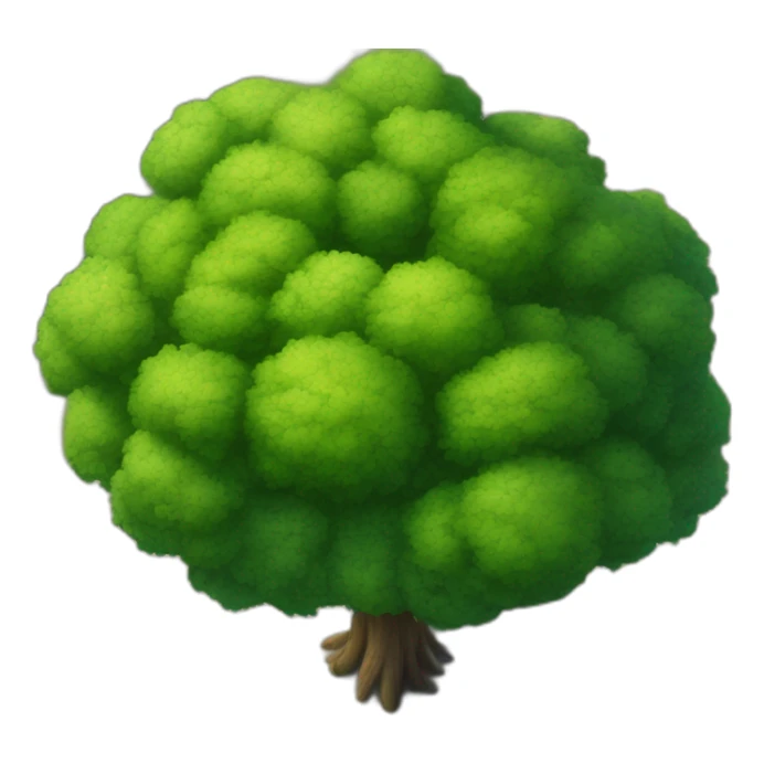 Tree as seen from the sky, looked down from the top, simplified and photorrealistic sticker