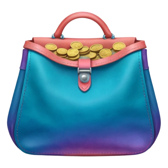 coins inside leather bag

Change coins color in in gradient of turquoise, blue, pink, purple, and coral sticker