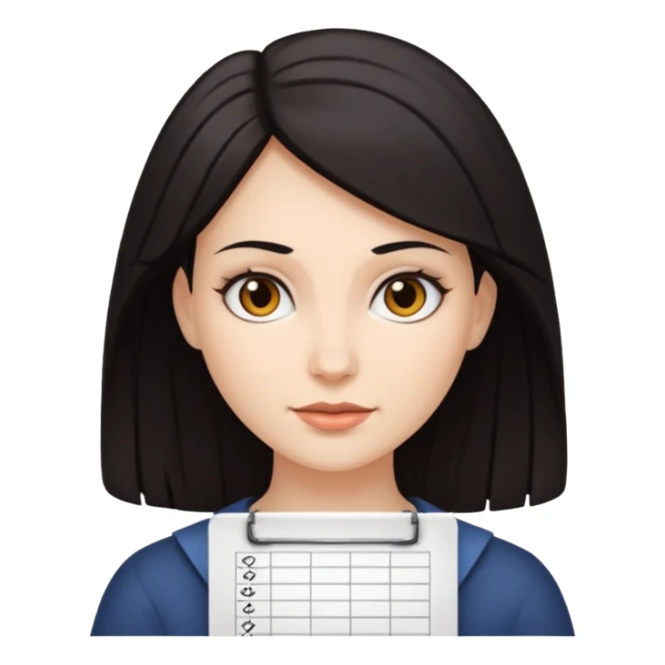 white woman dark hair character sheet sticker