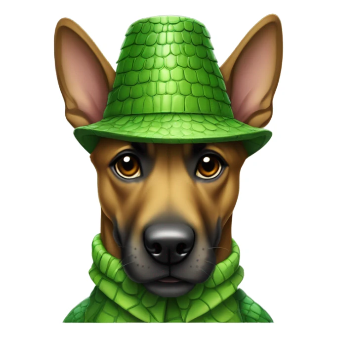 a malinois wearing a crocodile costume sticker