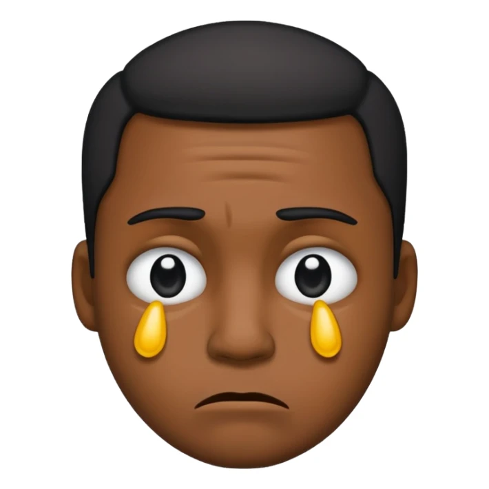Black man emoji shedding a tear with a frown sticker