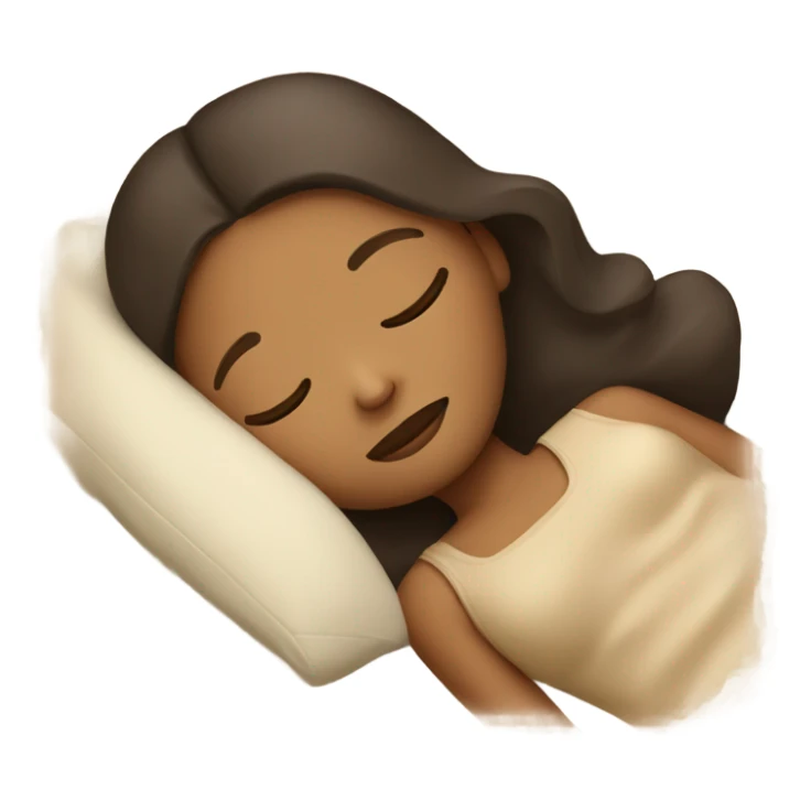 A girl sleeping in a beige bed close-up sticker