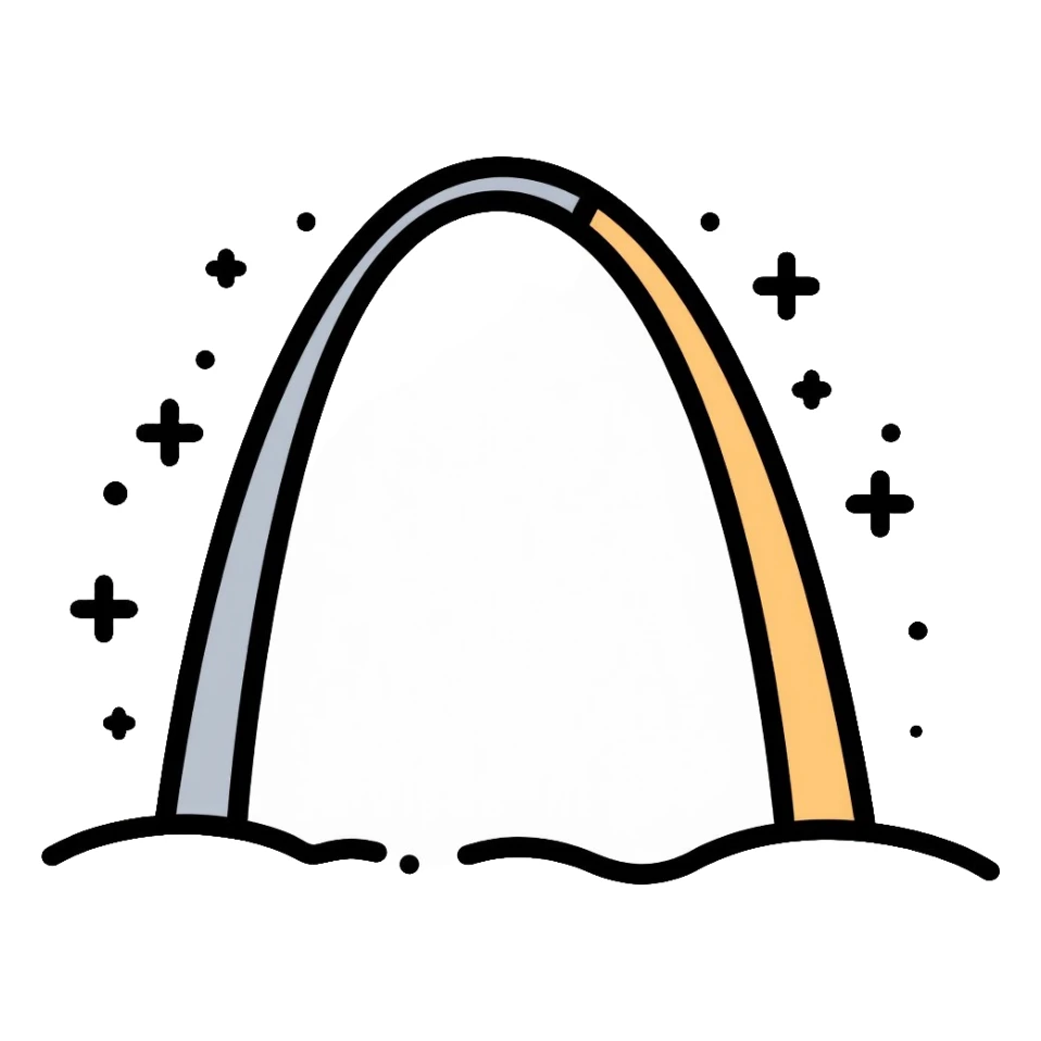 Saint Louis Gateway Arch with snowflakes falling around it sticker