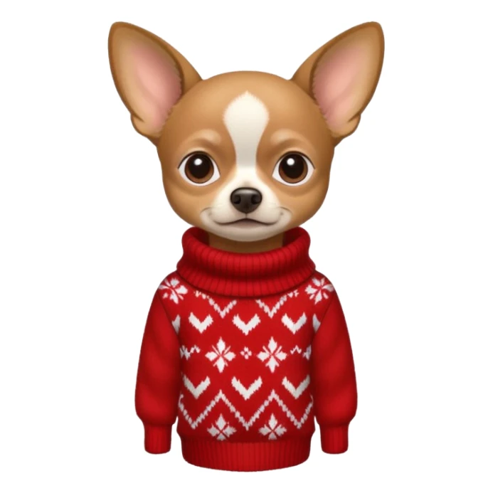 Dark Tan deer-head chihuahua sitting wearing a sweater sticker