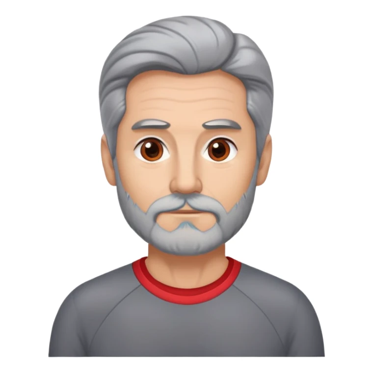 middle aged argentinian gym teacher, slight tan, wide eyes, long black slight grey hair, faint grey beard, red long sleeve shirt sticker