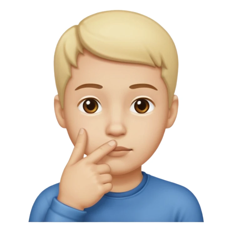 straight face with hand with thumb sticking left right under chin emoji sticker