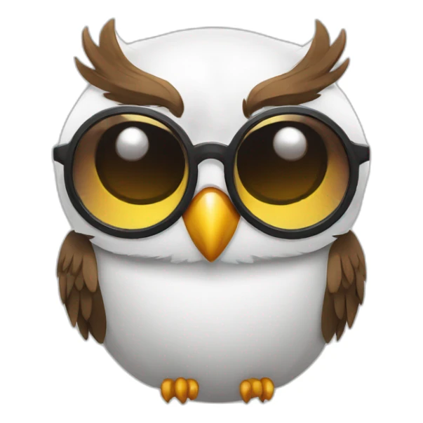 Circle shape head owl anime style wearing sun glasses and smiling sticker