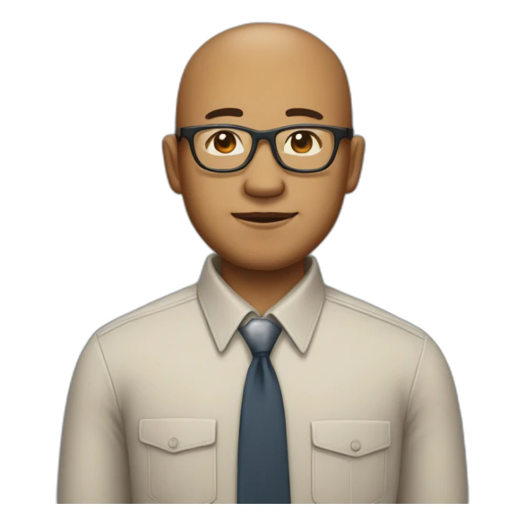 40 yr old chinese man with clear aviator glasses in a button down office shirt sticker