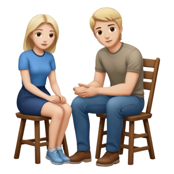 MaN sitting on chair Woman kneeling sticker