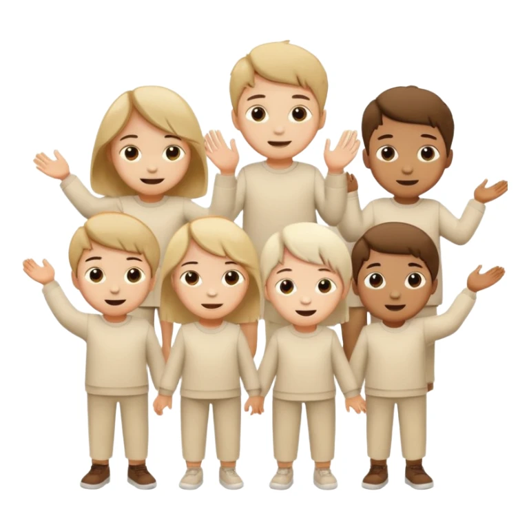 Chaos with children in beige and white clothes  sticker