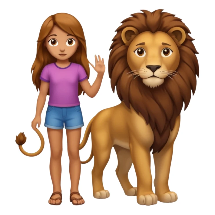in lion family, only Kid Girl., full body, single tail sticker