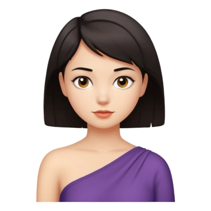 A girl with a short dark hair wearing a up shoulder top sticker