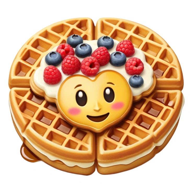 Belgian waffle with toppings in emoji style sticker