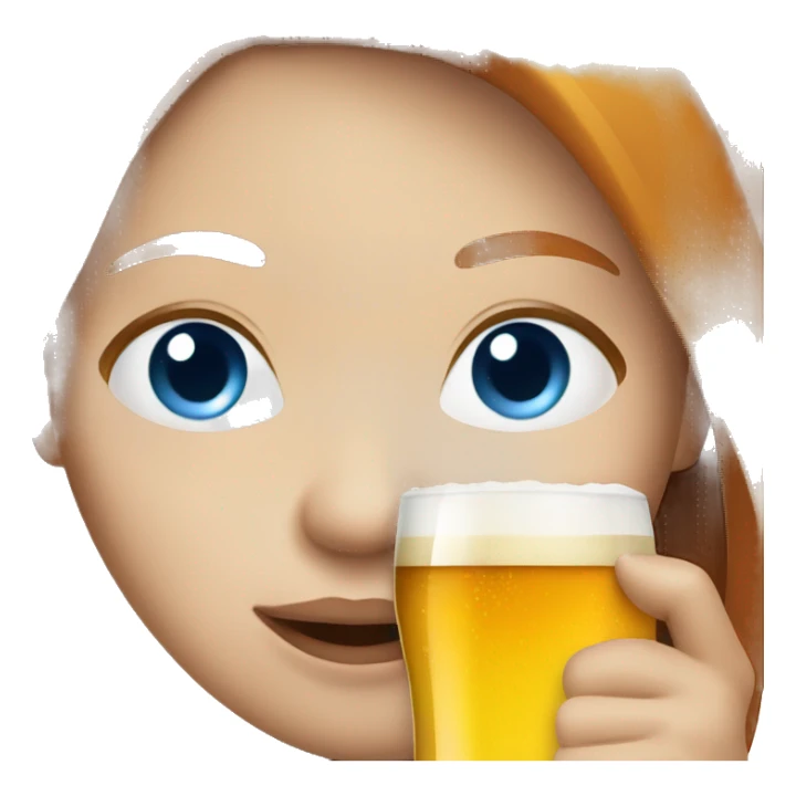 Ginger straight hair and blue eyes woman drinking beer sticker