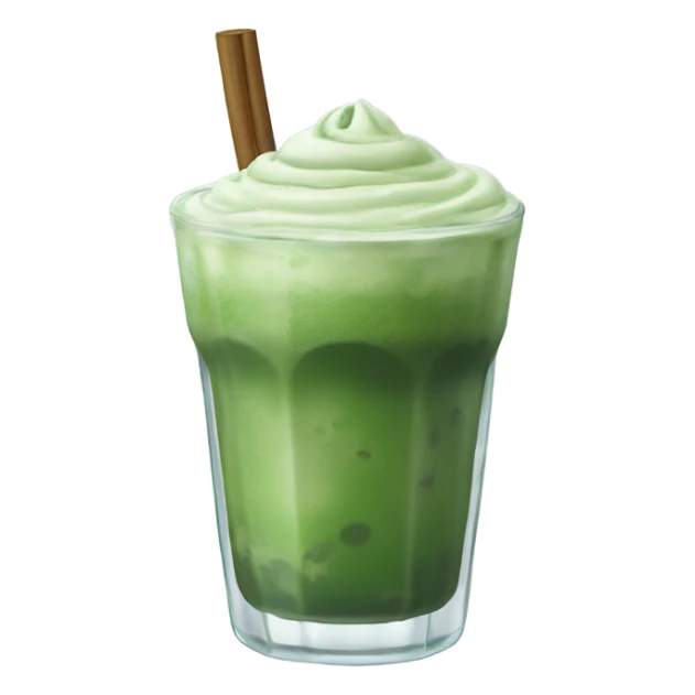 iced matcha latte in a glass and dark green traditional sticker