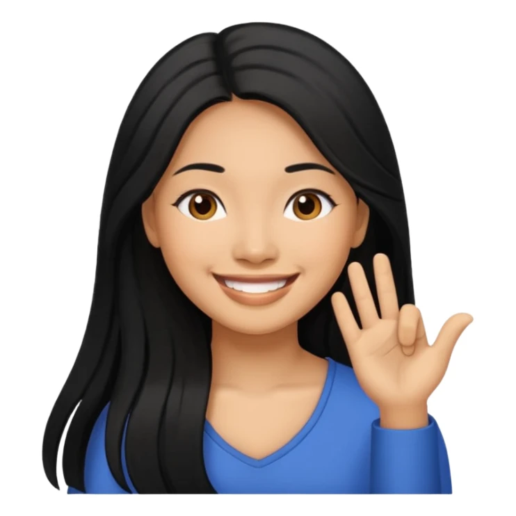 Philippines woman with long hair is enjoying  sticker