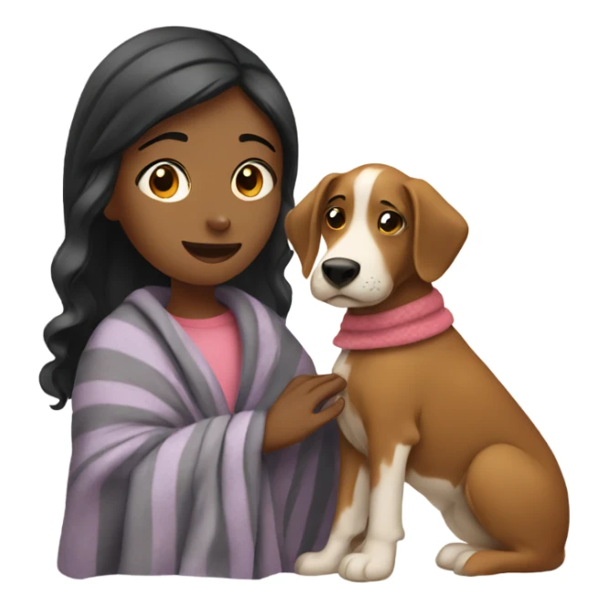 girl with a blanket petting a dog sticker