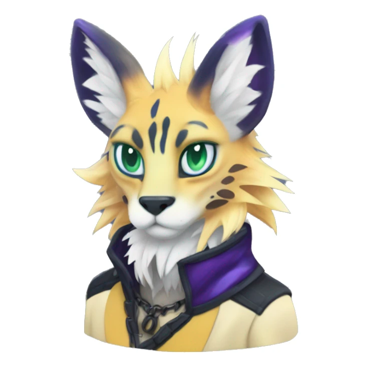 Epic Edgy Colorful ethereal eldritch Sergal-Serval-Vernid full body sticker