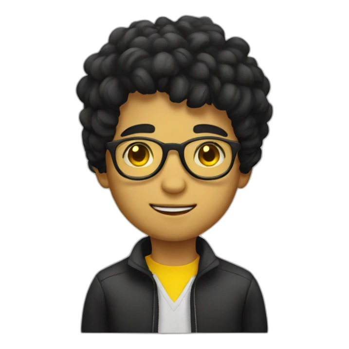boy with yellow tinted glasses and black hair  sticker
