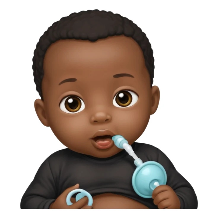 Black newborn baby, pacifier in mouth sticker