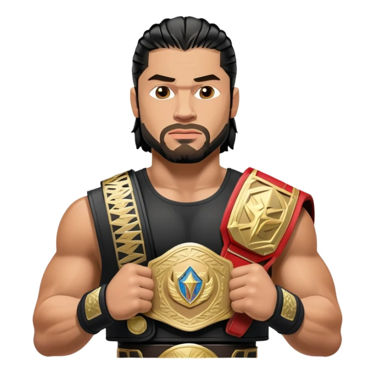 Roman Reigns WWE wrestler with championship belt sticker
