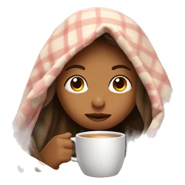 girl inside a blanket sipping coffee eyes closed sticker