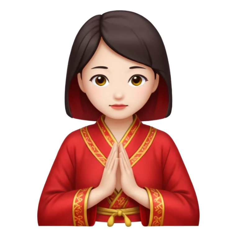 Chinese lady bowing in red robe sticker