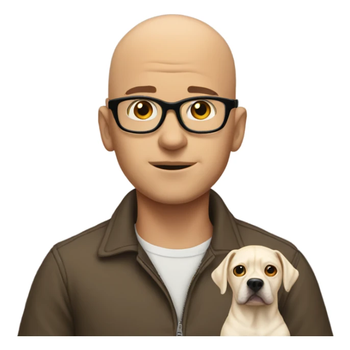 bald meme boys in glasses with dog staring at him sticker