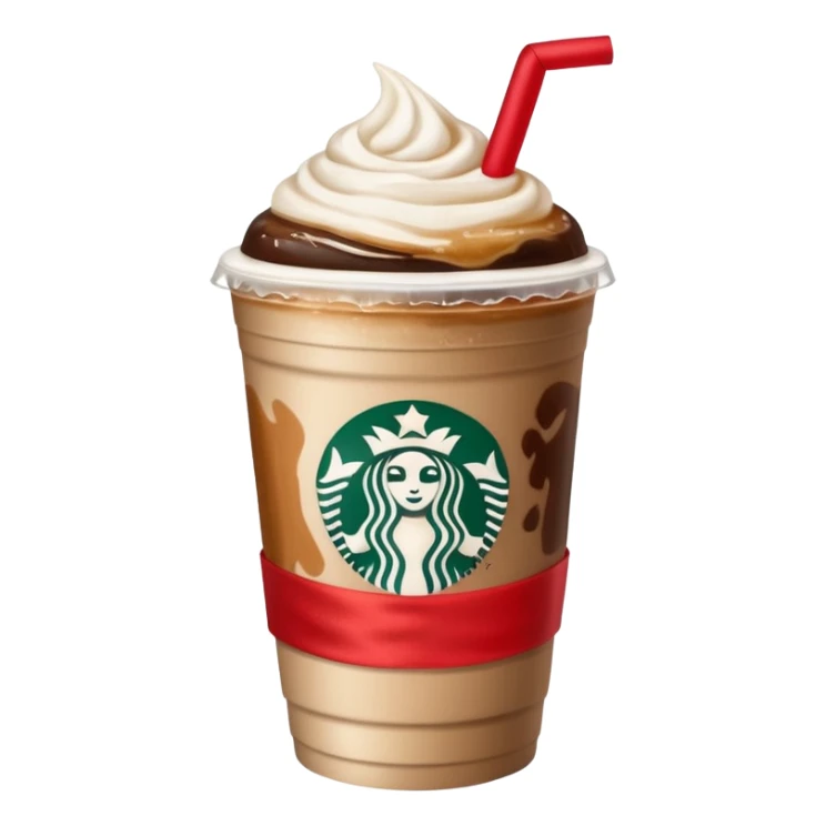 Starbucks iced espresso with milk and the cup has red ribbons printed on it sticker