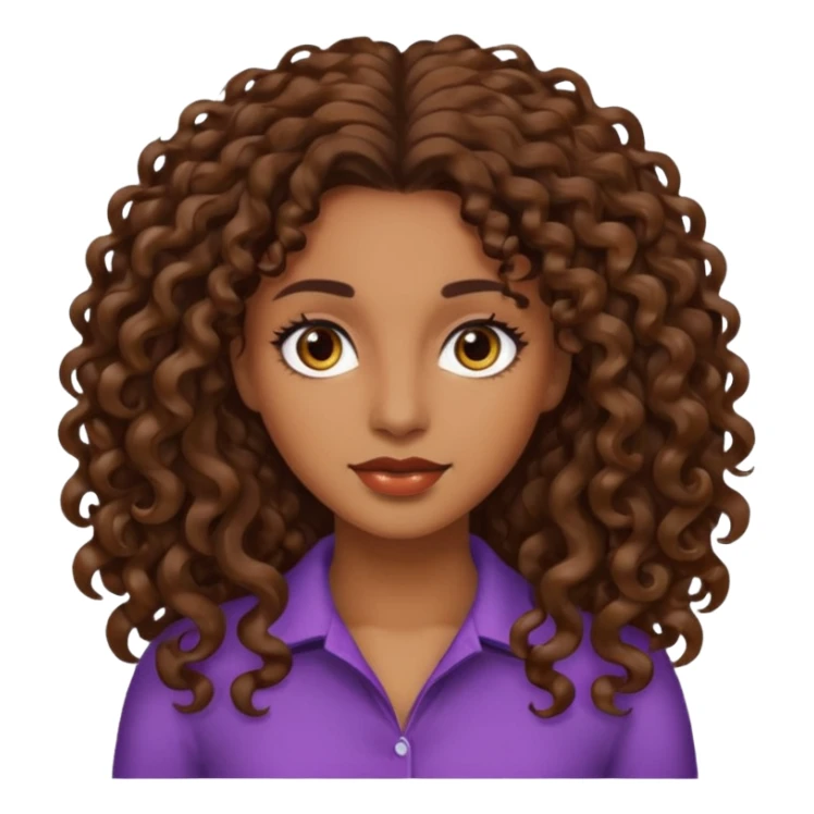 mujer morena cabello rizado largo castaño, ojos oscuros sticker