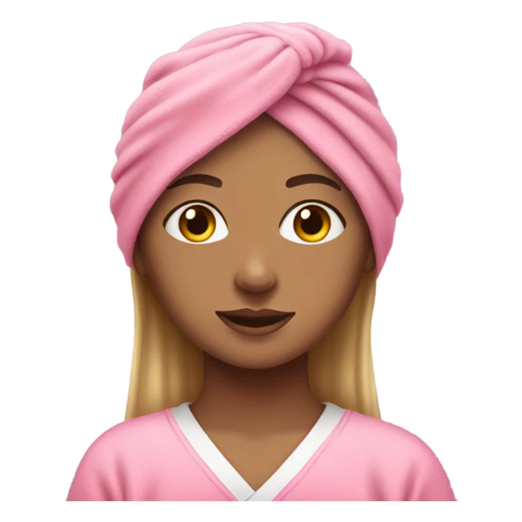 Girl with pink facemask and hair towel sticker