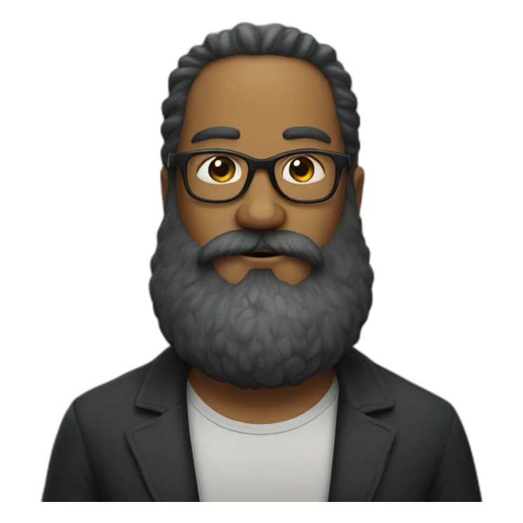 Man with very long and thick beard and glasses on sticker