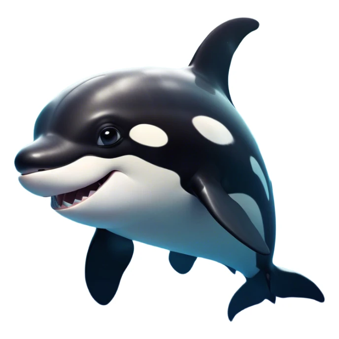 Cinematic Comical orca Portrait Emoji, Head tilted dramatically with an exaggeratedly shocked expression, featuring a sleek black-and-white body with wide, comically expressive eyes full of playful disbelief and animated flippers, Simplified yet hilariously expressive features, highly detailed, glowing with a slightly sassy oceanic glow, high shine, dramatic yet playful, stylized with an air of cheeky marine mischief, soft glowing outline, capturing the essence of a meme-worthy orca that looks ready to make waves with its hilariously dramatic antics! sticker