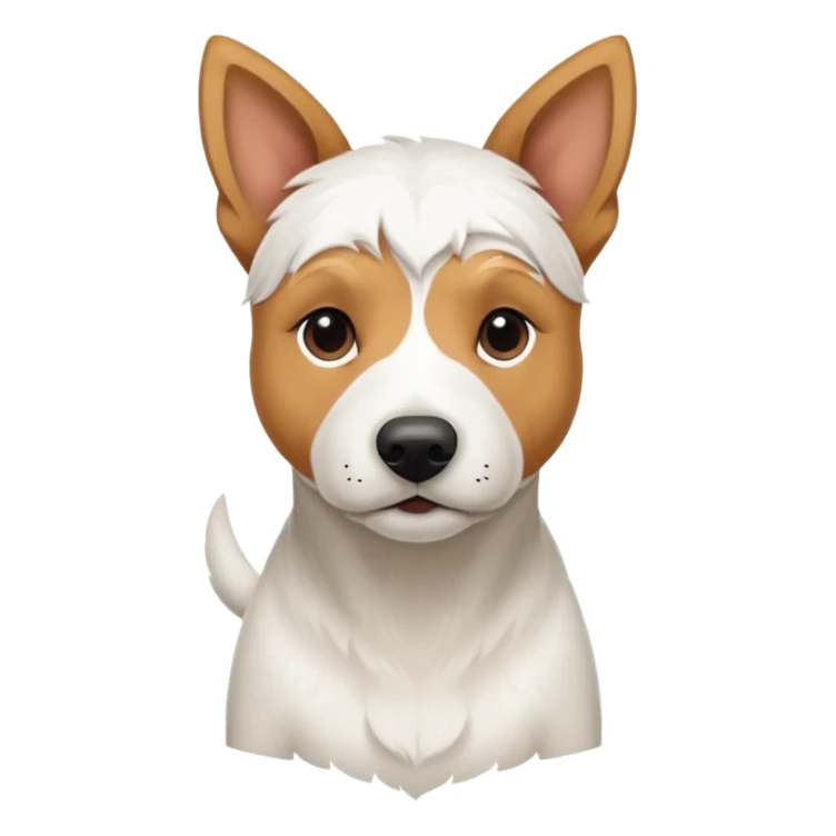 a full body facing front on of a buff white parson russell terrier looking dog the size of a kelpie with light brown long ears resting on its face and a light brown patch on one eye and a large snout. the rest of the dog is completely white.  sticker