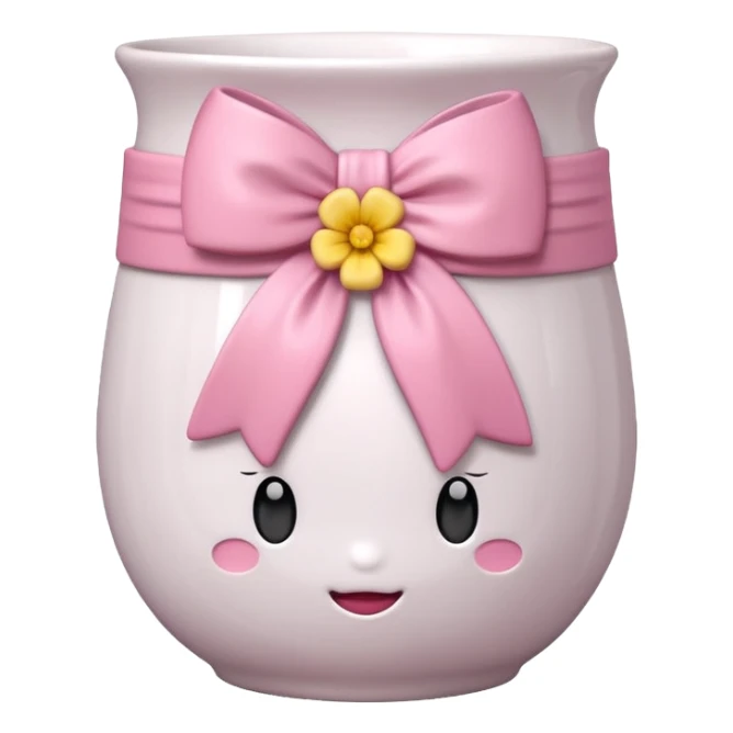 vaso branco com laço rosa sem flores sticker