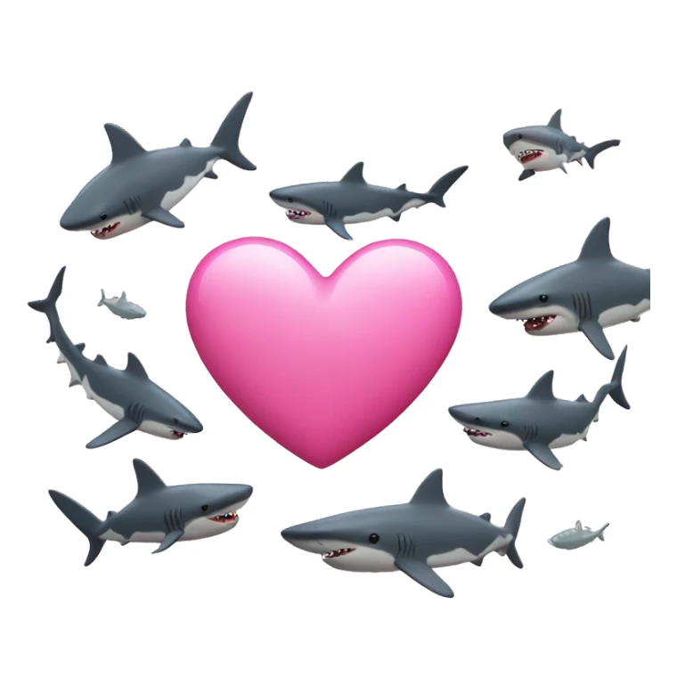 pink love heart with sharks sticker
