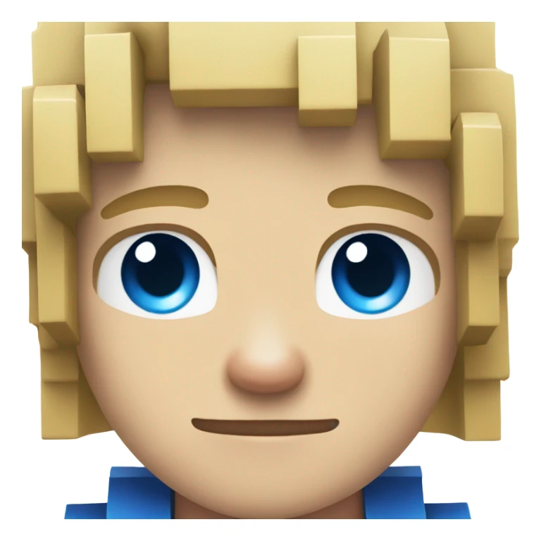 Blond boy with blue eyes and Minecraft shirt sticker