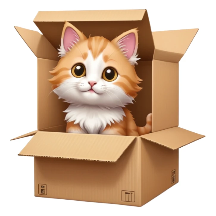  A very cute young kitten cat with one's head tilted to one side poked its paws out of the cardboard big box and placed them on top of it sticker