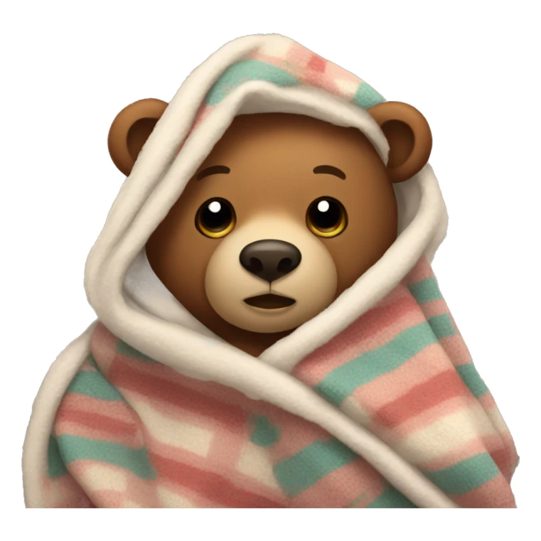bear covered in cozy blanket sticker