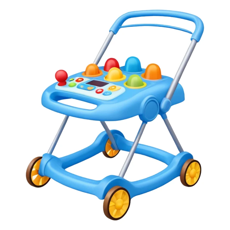 blue baby walker with toys on it sticker