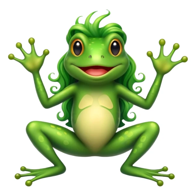 Frog with long and curly hair spreading his legs sticker