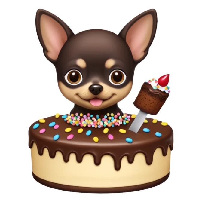 Black chihuahua with a piece of cake sticker