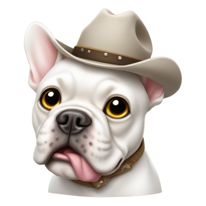 white french bulldog with cowboy hat sticker