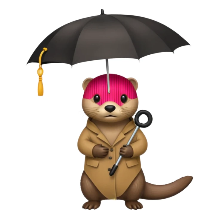 Loutre qui porte un parapluie dans sa main gauche  sticker