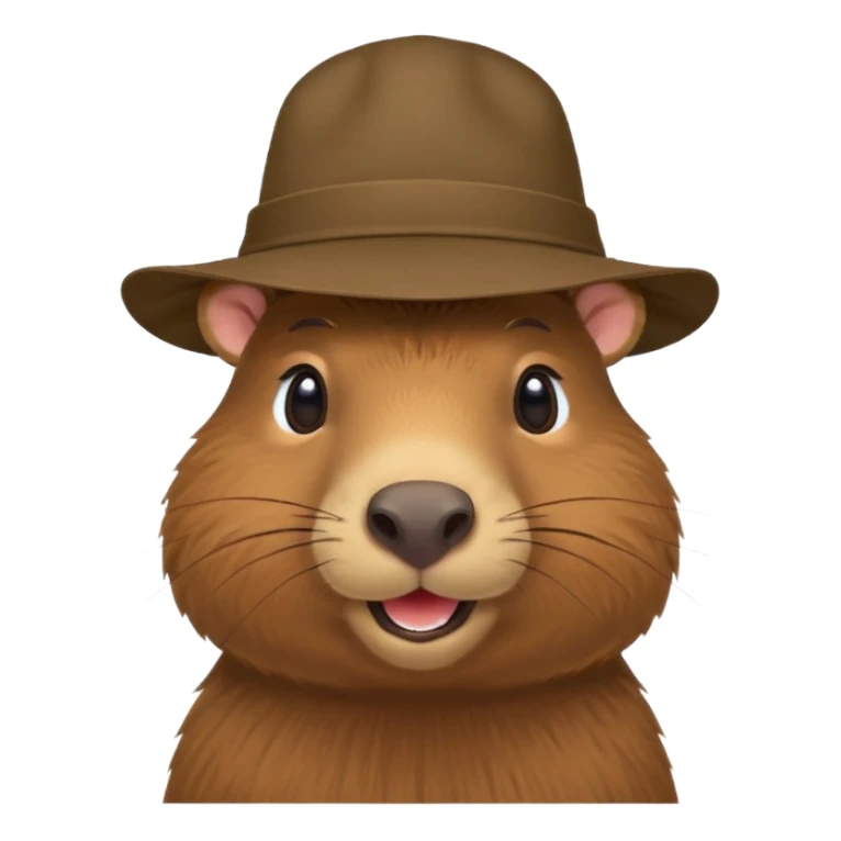 Capibara with a hat on the corner of his head sticker