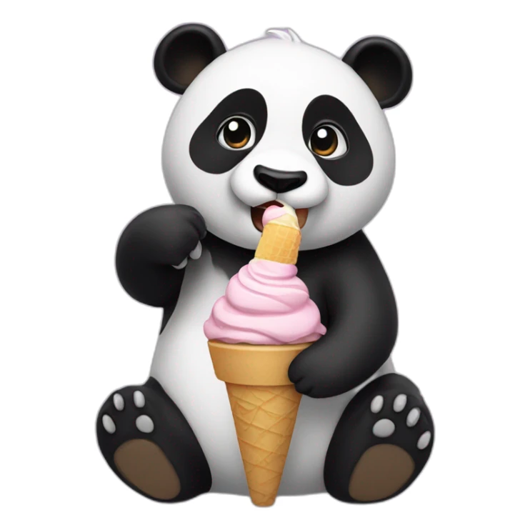 Panda eating ice cream sticker