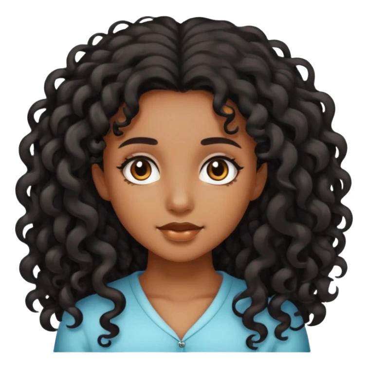 girl with brown skin and long black curly hair  sticker