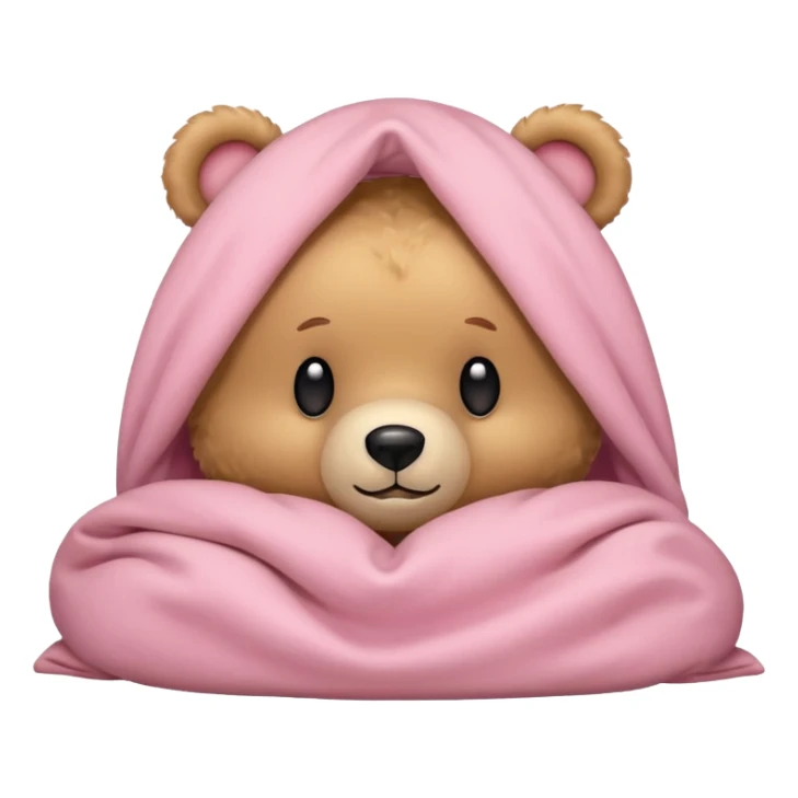 Happy light tan teddy bear hiding under light pink covers  sticker