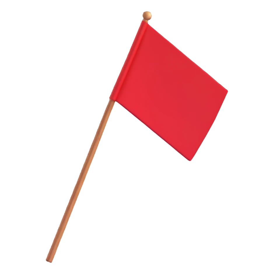 red flag on a wooden stick sticker